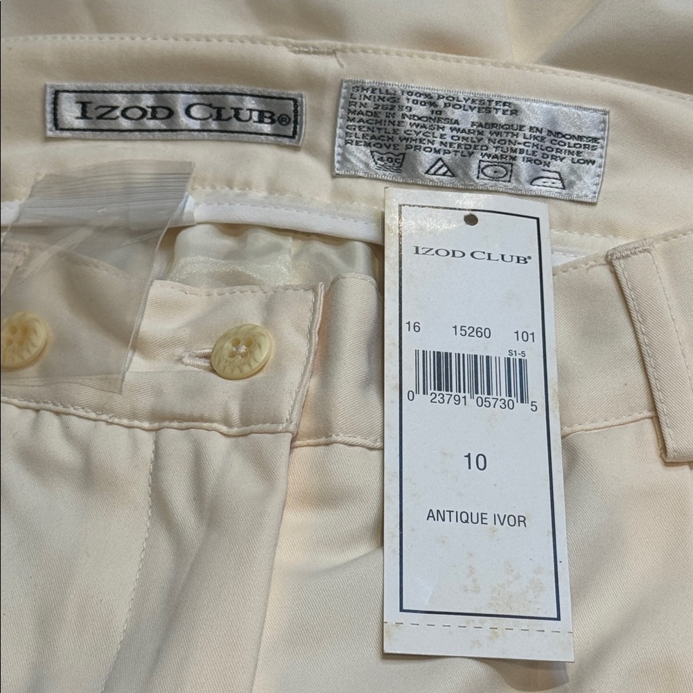 Vintage IZOD Club Antique Ivory high rise pleated Bermuda shorts size 10 - Picture 10 of 12